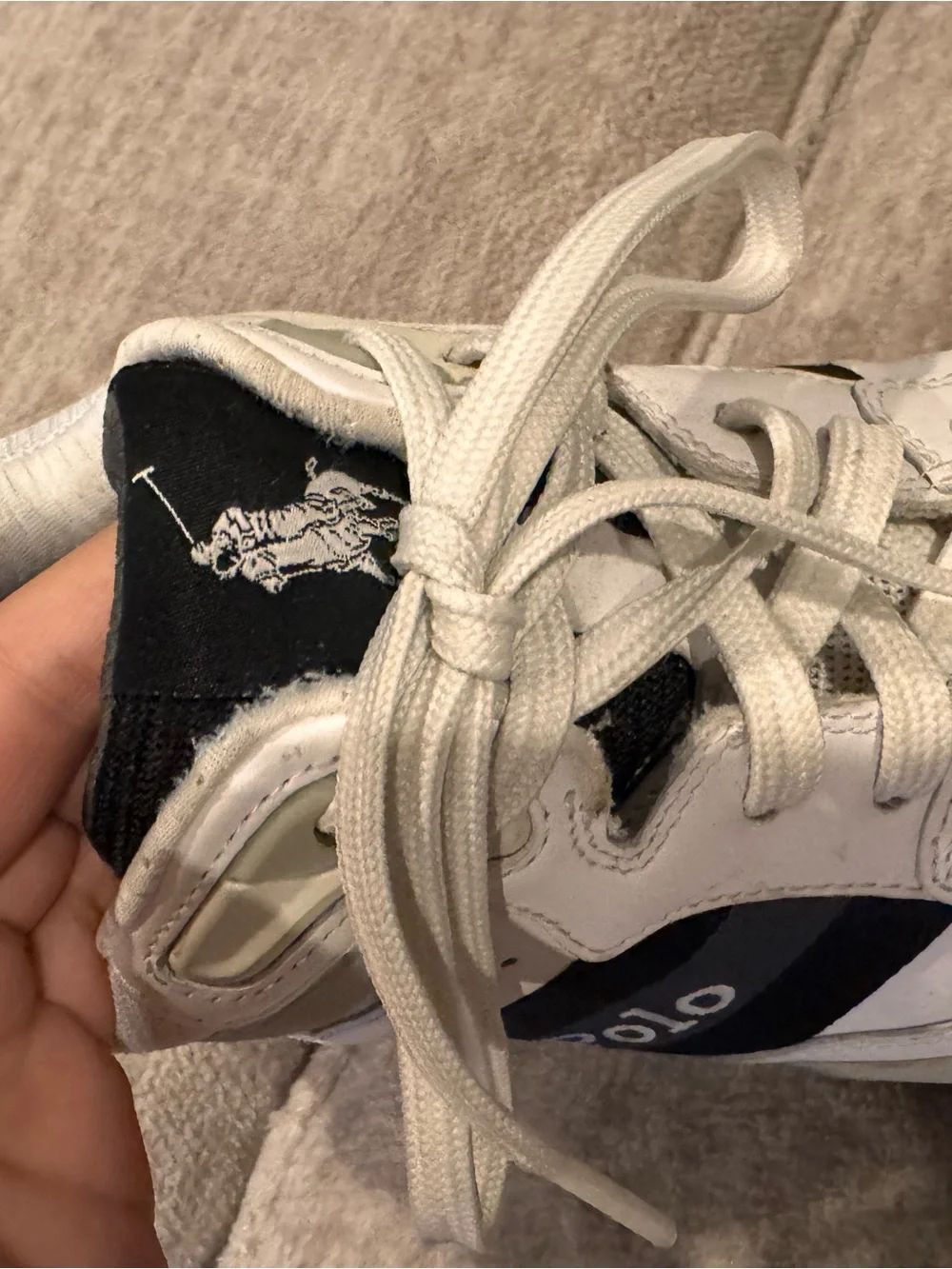 Polo by Ralph Lauren White Court Mid Pro Sneakers with Black Side Stripe